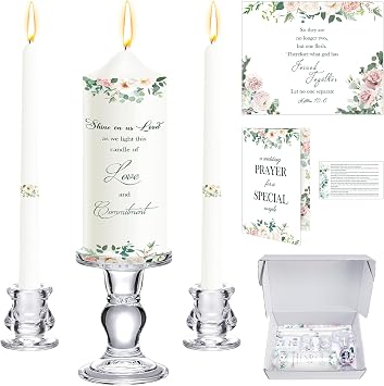Layhit 3 Pack Unity Candles with Glass Holder for Wedding Ceremony
