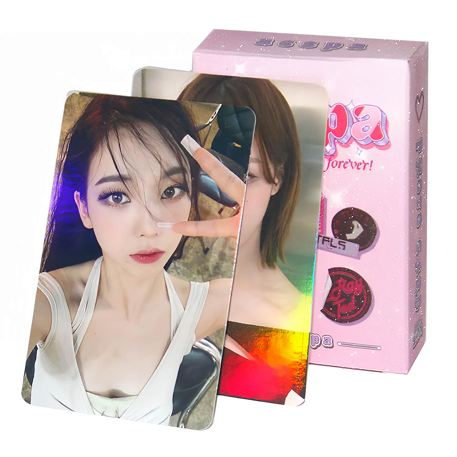 PYAJUU Aespa Photocard 50pcs Kpop aespa laser photocard Kpop Aespa