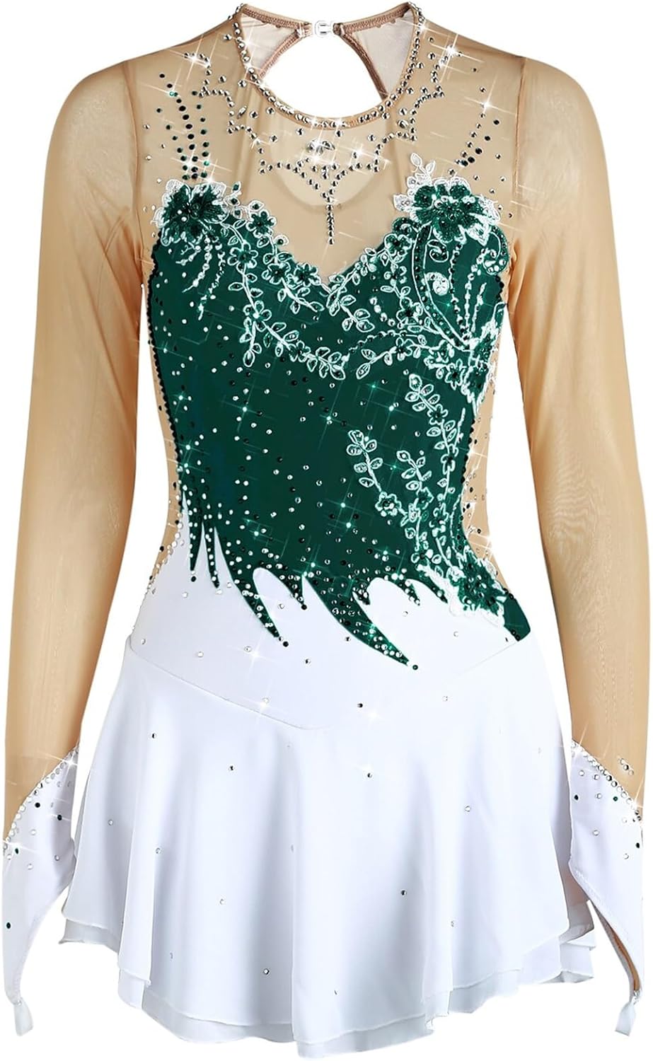 Handmade Girl Women Long Sleeve Classic Figure Skating Dress Breathable Training Wear