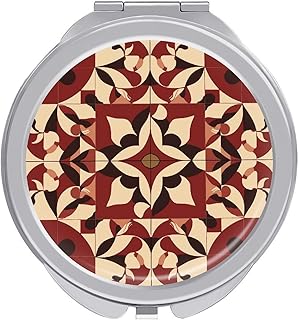 Espejo de maquillaje beige claro y rojo, espe...