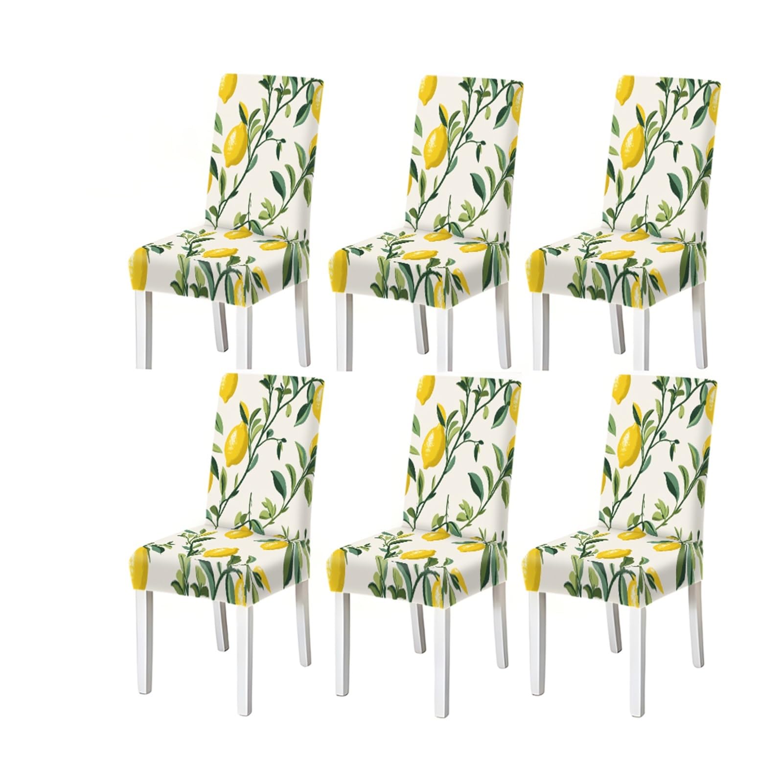 FZJKGH Lemon Branch Fruit Pattern Print Dining Chair Covers Set Of 2/4/6, Stretch Slipcovers For Kitchen Dining Room Removable Stretch Slipcovers for Dining Chairs(6PCSChair cover)
