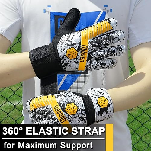 Miniatura 5 de Guantes de portero de fútbol para niños, jóvenes y adultos, guantes de portero de fútbol de agarre fuerte con protección para los dedos,