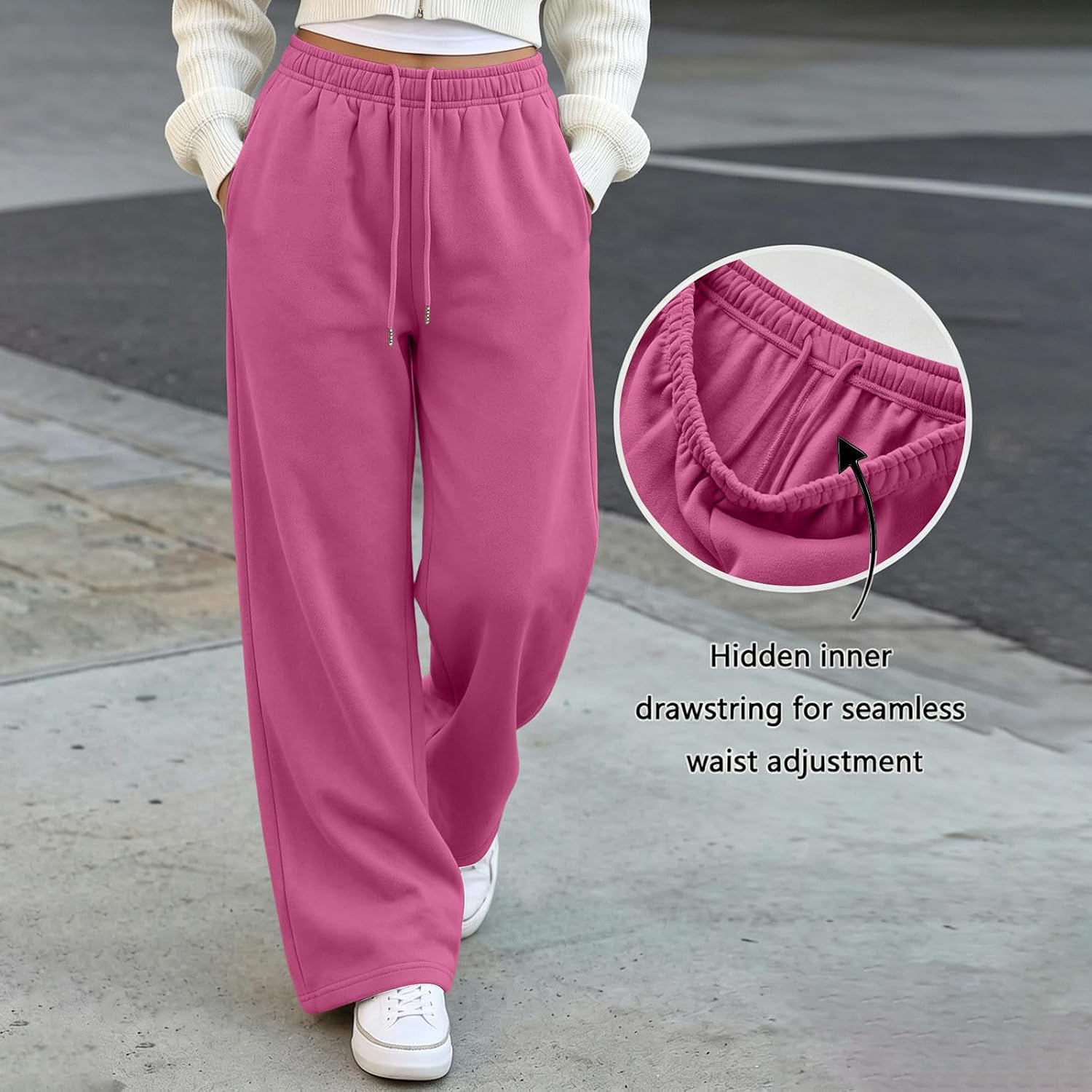 Women's Wide Leg Sweatpants Elastic Waist Jogger for Travel
