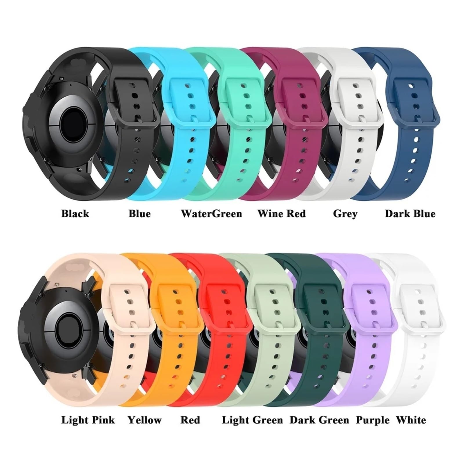 Lot de 6 bracelets de sport en silicone souple pour Galaxy Watch 4 5 6 40 mm 44 mm 43 mm 47 mm Watch 6 Classic 43/47 mm