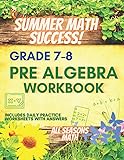 Summer Math Success: Pre Algebra Workbook Grade 7-8