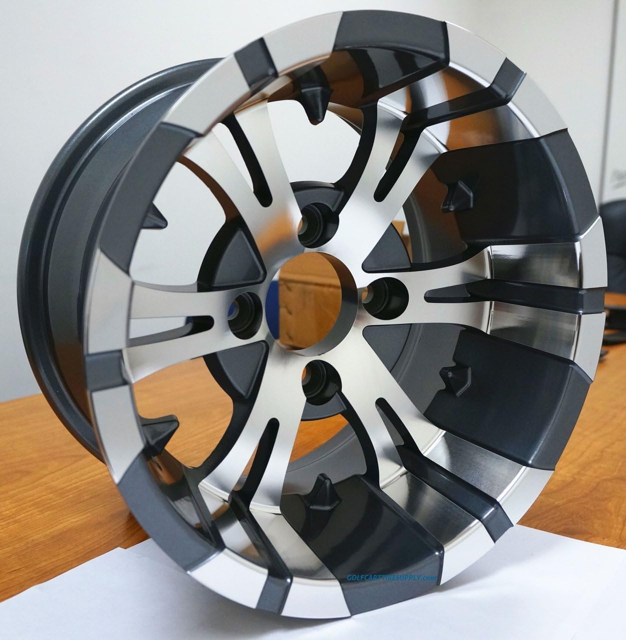 12" Vampire Gunmetal Aluminum Wheels and 215/40-12 Low Profile DOT Golf Cart Tires Combo - Set of 4