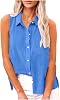 Linen Tank Tops for Women Casual Loose Fit V Neck Sleeveless Tops Blouses 2025 Summer Button Down Linen Shirt Women