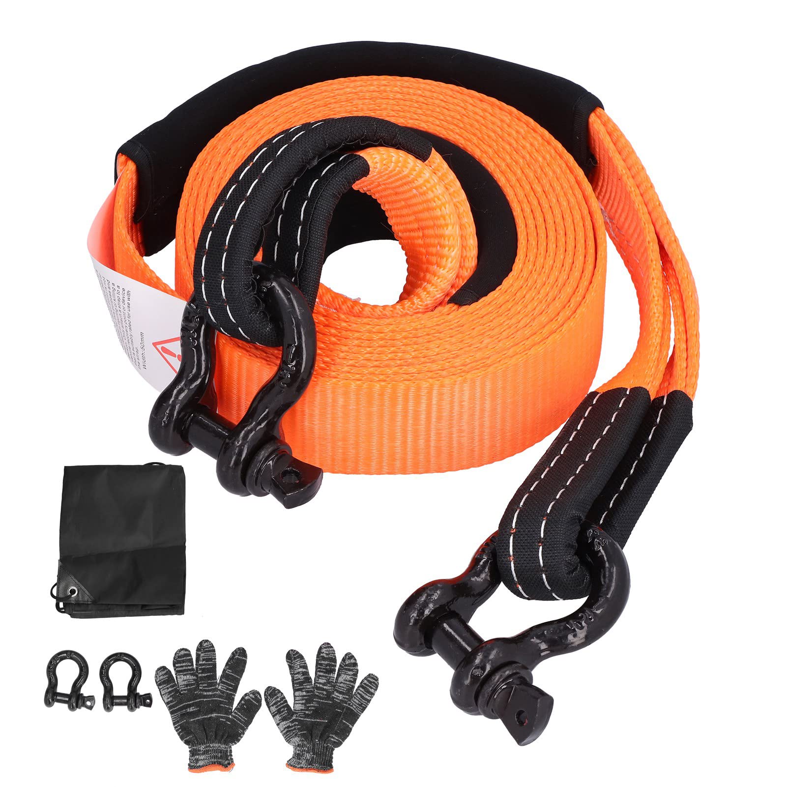 Cuerda de Remolque Offroad, Correa de tracción de poliéster de recuperación, Correa de Remolque de recuperación, 5 Metros 5 toneladas, para SUV, ATV, Kit de Correa de (Orange)