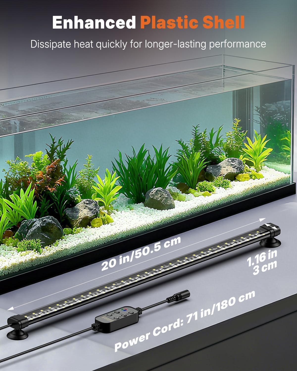 Pawfly Aquarium Light with Bluetooth for Plants, 10W 20 inch Full Spectrum Fish Tank Light for 20-40 inch Fish Tanks, Submersible LED Lights with App Control, Timer Modes & Adjustable Brightness - image 7