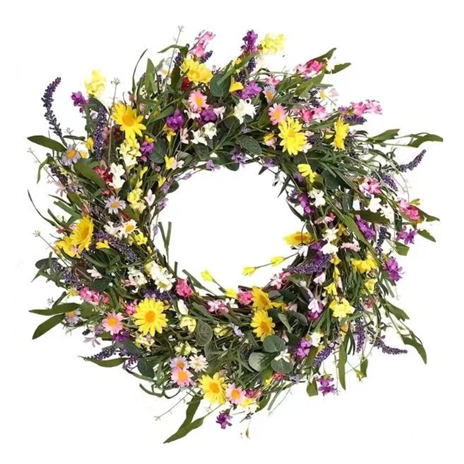 Xinsheinelry Realistic Artificial Floral Wreath 40X40Cm Spring Decoration for Front Door Garden Wedding Birthday Spring