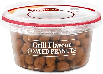 Tropgo Grill Flavour Coated Peanuts 150g - Crunchy Roasted Peanuts with Savoury BBQ Seasoning - Bold & Smoky Snack in Resealable Tub for Freshness - Ideal for Parties, Game and Movie Nights
