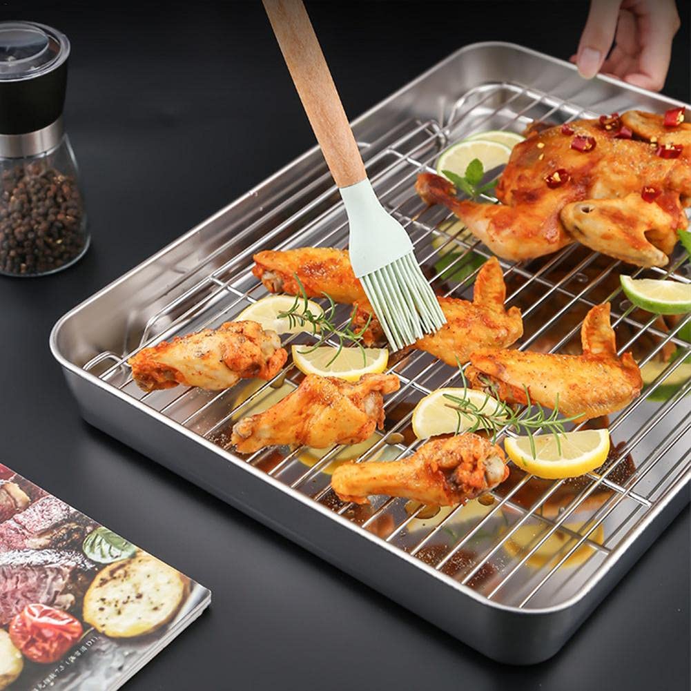 Horno Rejilla de enfriamiento de acero inoxidable Rejilla para hornear rectangular profundizada Rejilla antiadherente de acero inoxidable Rejilla para hornear galletas Bandeja para horno Placa para