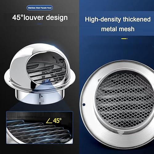 Miniatura 7 de Cubierta de ventilación redonda de acero inoxidable 304, tapa de cubierta de chimenea con base de garra, cubierta protectora de tubería para tubo,