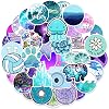 Dreamy Blue Purple VSCO Vinyl Stickers, 100 PCS Waterproof Illustrated Pattern Decals for Laptops, Scrapbooking, Journals, Notebooks, Water Bottles, Suitcases, Phones & DIY Decor