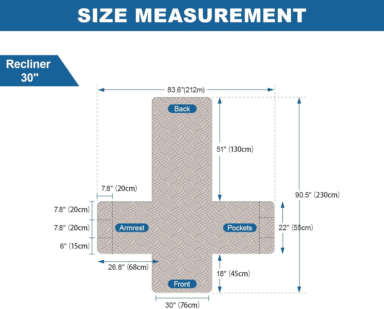 Deep Dream Waterproof Recliner Chair Covers, Non-Slip Recliner Couch Cover, Lazy Boy Chair Cover Furniture Protector, Washable Quilted Sofa Slipcover with Pocket for Pets, Kids(Chocolate,30")