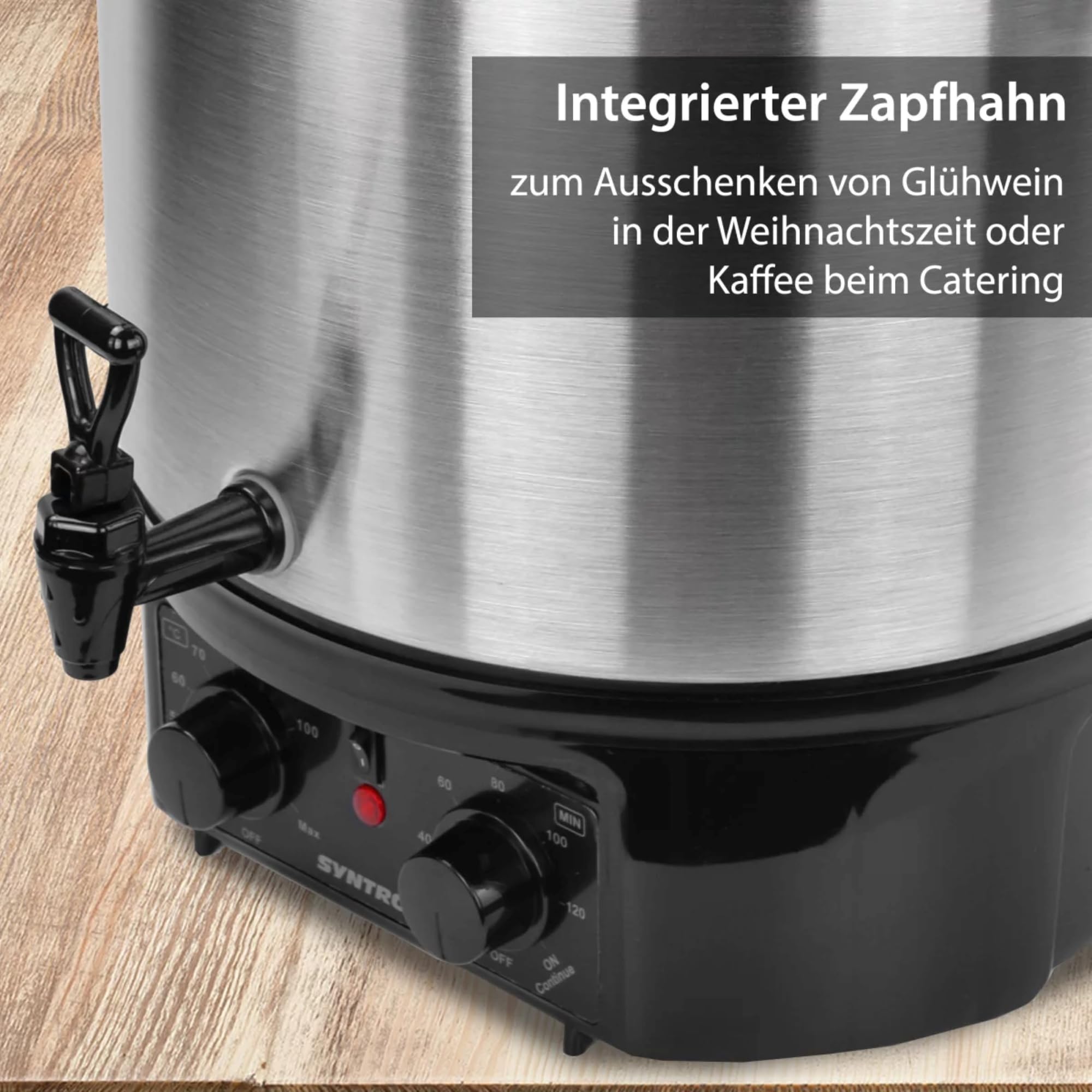 Syntrox Germany Einkochautomat Glühweinkocher 27 Liter Edelstahl 2000 Watt