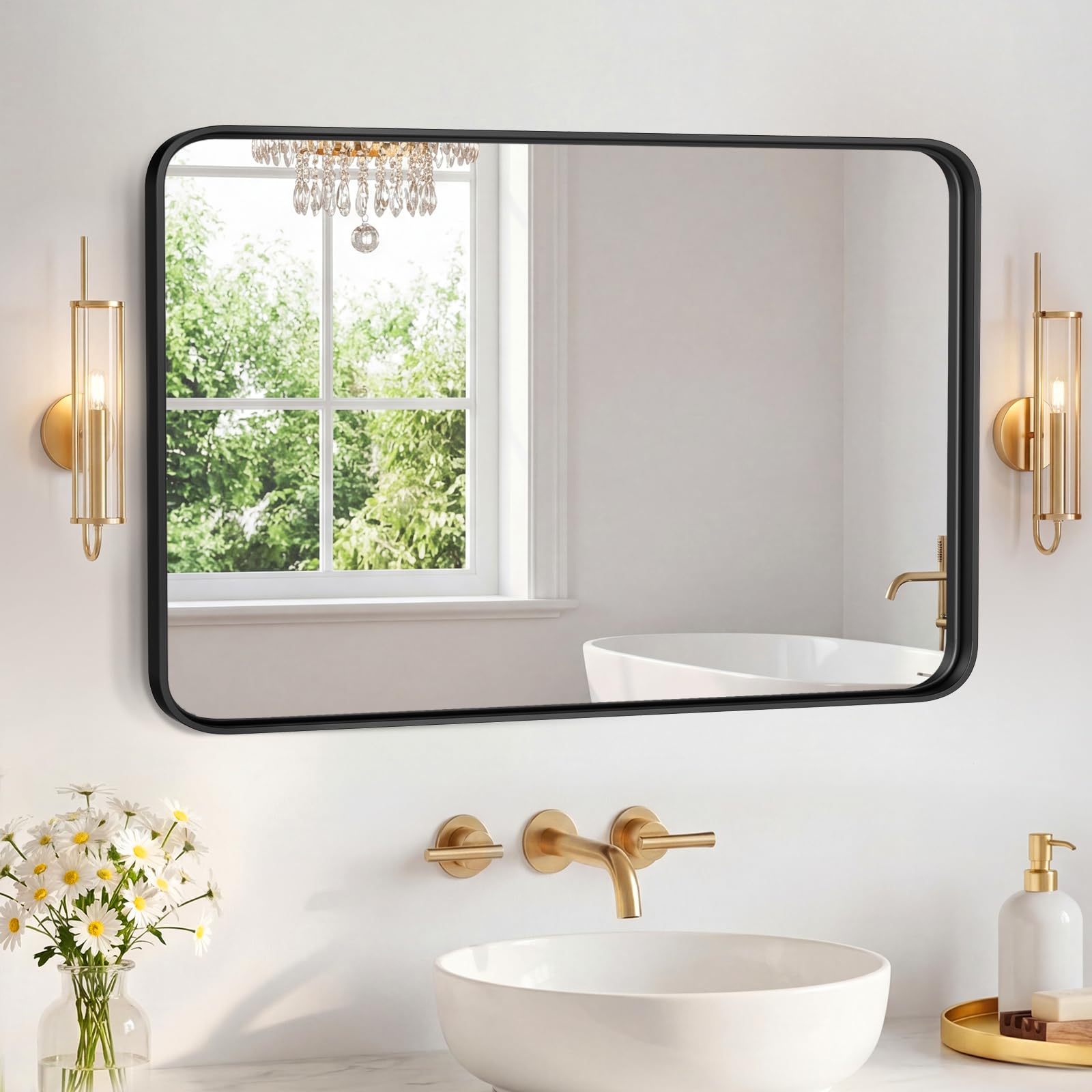 Sweetcrispy Bathroom Mirror 40x24 Inch, Vanity Mirror for Wall