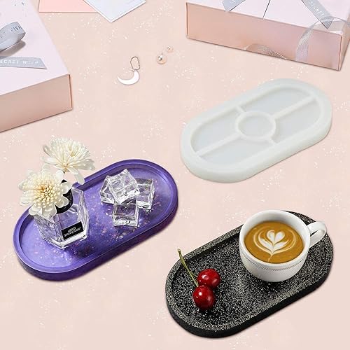 Miniatura 5 de 3 moldes de resina de silicona para bandejas de bricolaje, moldes ovalados para hacer joyas, molde de fundición de resina epoxi transparente para