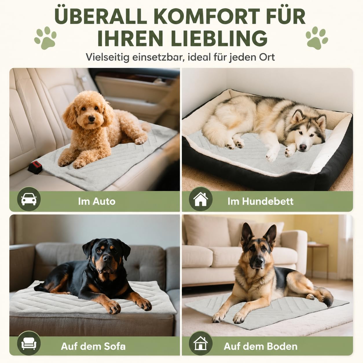 DZ'HUE Pfotenchill KüHlmatte, Pfotenchill - Die Innovative KüHlmatte FüR Hunde, SelbstküHlende KüHlmatte FüR Hunde, HäLt Ihn 6+ Stunden KüHl, FüR Sommer, Auto, Garten & Reisen (Gray-a,M: 36 * 23 in)