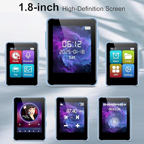 Miniatura 4 de Reproductor de MP3 de 64 GB, reproductor de música Bluetooth, reproductor de música portátil de alta fidelidad sin pérdidas con grabadora, radio FM,