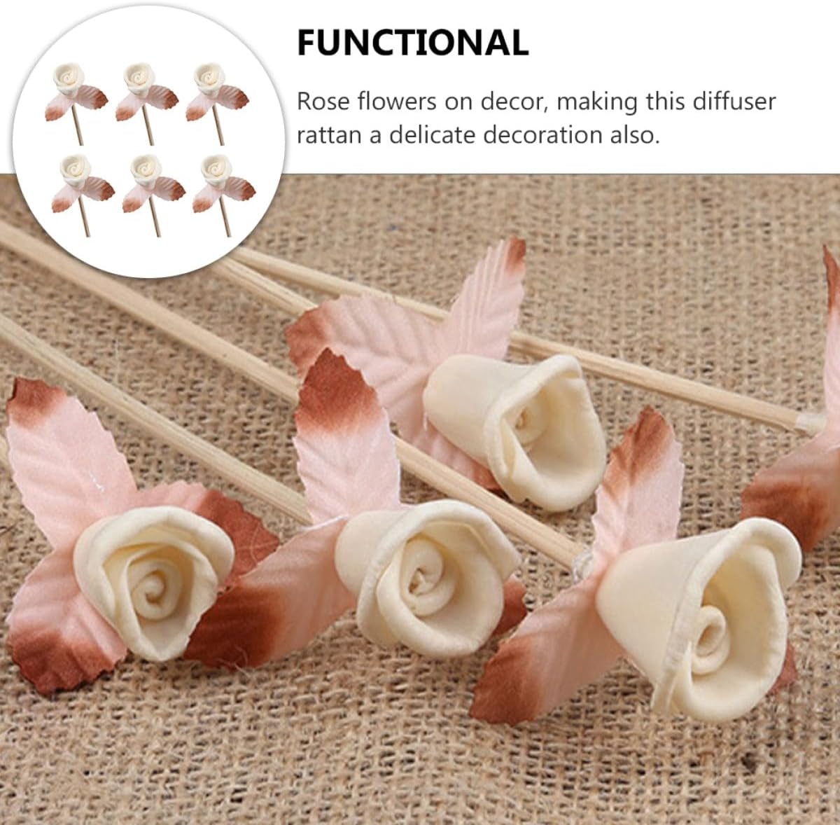 Mobestech Aromatherapy Reed Diffuser Sticks 6Pcs Natural Rattan Vines Fragrance Sticks for Home Scent Diffuser Oils Air Freshener Decoration