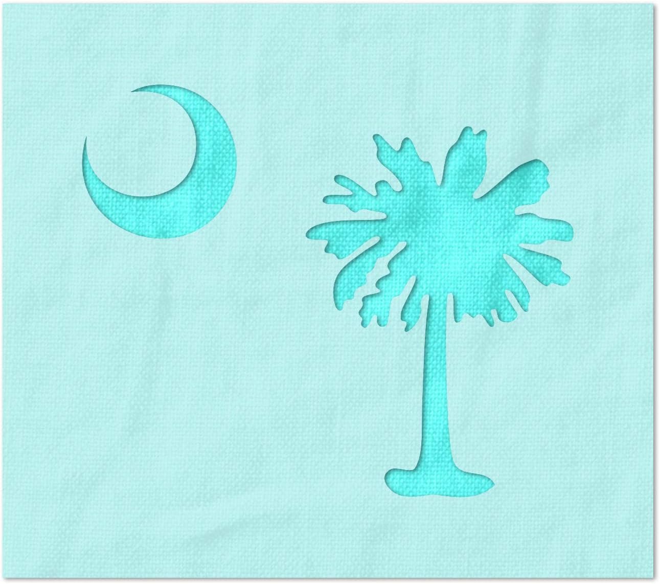 Stencil Stop South Carolina Flag Palmetto Tree and Moon Stencil - Reusable for DIY Projects, Painting, Drawing, Crafts - 14 Mil Mylar Plastic (24 x 20.12 inches)