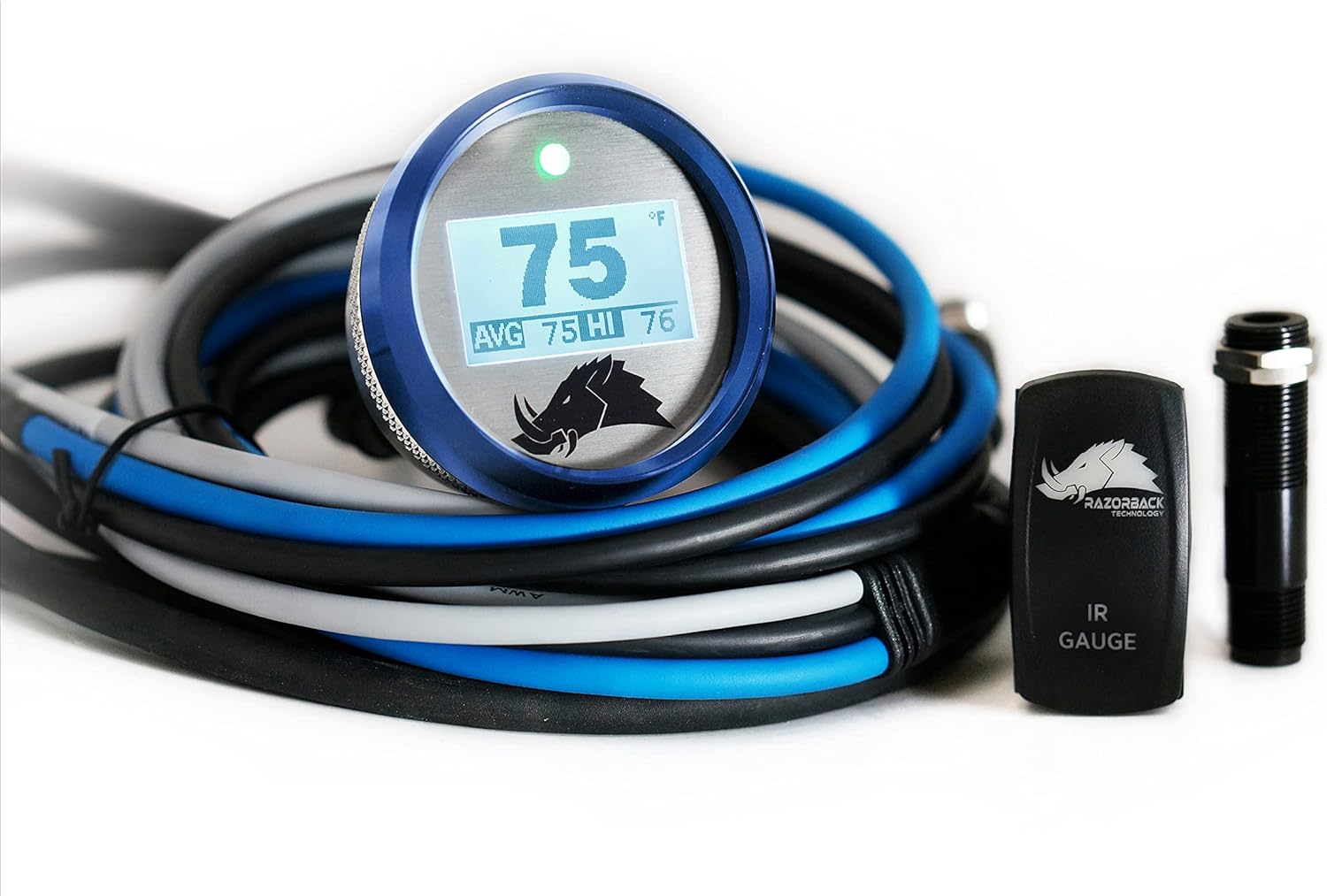 Belt Temperature Gauge w/Infrared Sensor - 3.1 Dimmable Edition (Can-Am Maverick X3, Blue) - Powersports Accessory Gauge