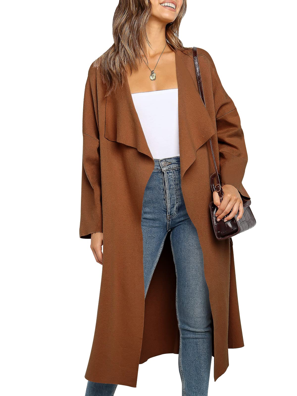 ANRABESS Womens Oversized Lightweight Cardigan Long Warm Wool Coat Soft Coatigan Long Sleeve Sweaters Outwear