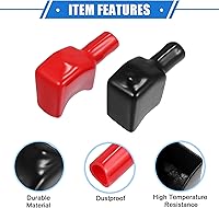 Vista 4 de 1 par de cubiertas de aislamiento de terminales de batería, 0.276 in, 0.28 pulgadas, tapa universal para poste de batería de automóvil, motocicleta
