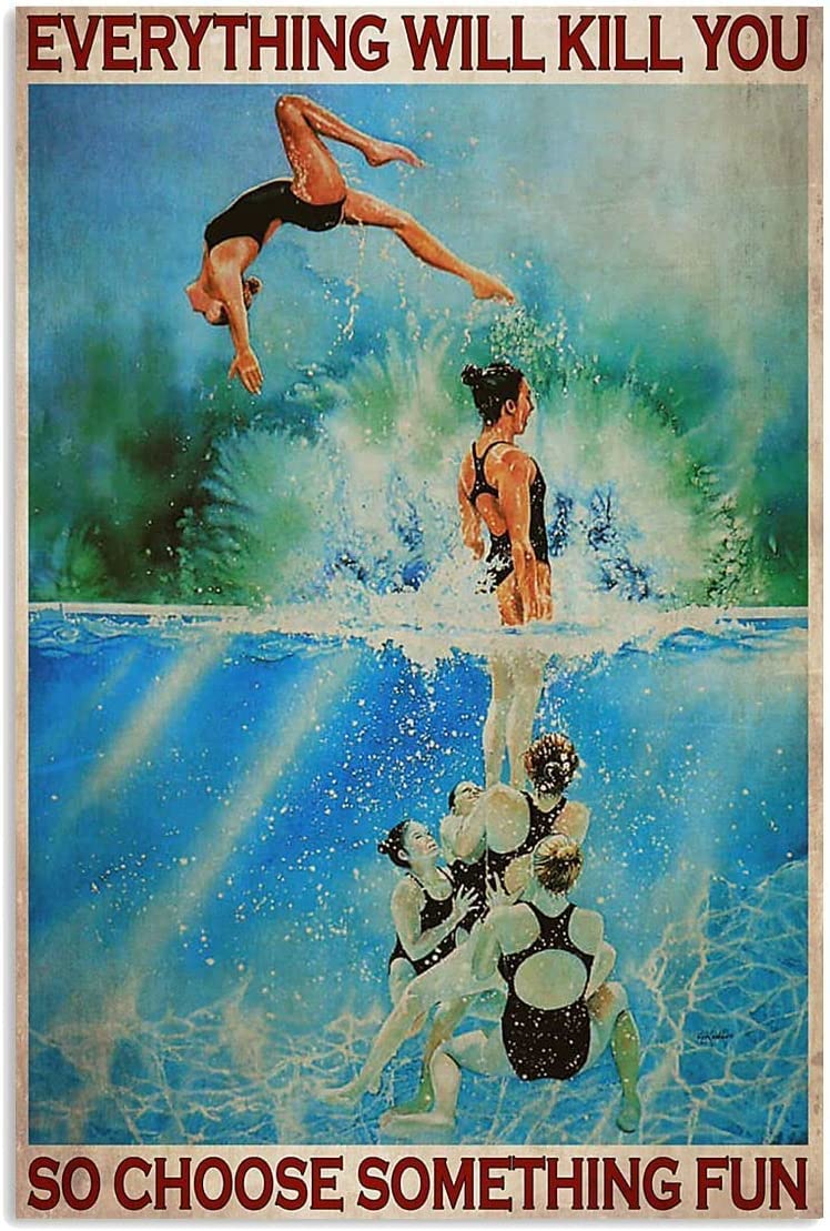 Synchronized Swimming Select Funny Stuff Vintage Metal Sign Tin Sign Metal Poster Wall Funny People Cave Cool Wall Door Plaque Wall Decor 5.5x8inch