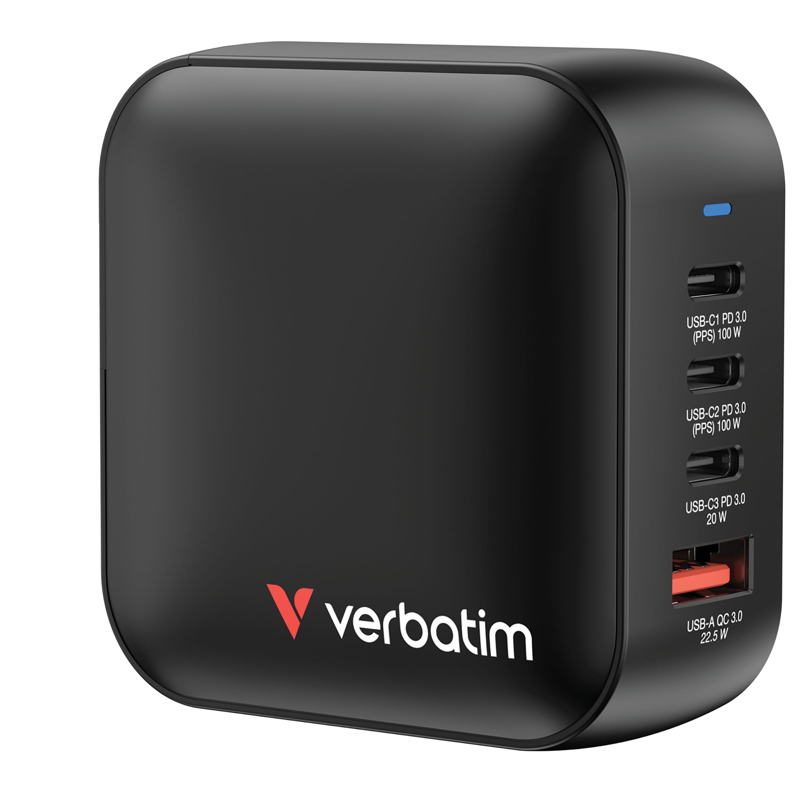 Verbatim Mini GaN Charger 70 W, 3 Ports USB-C Ladegerät, Power Adapter mit 2 x USB-C und 1 x USB-A, Schnellladegerät als Mehrfachstecker, für Apple iPad, iPhone, Samsung & Co, für EU, UK, USA