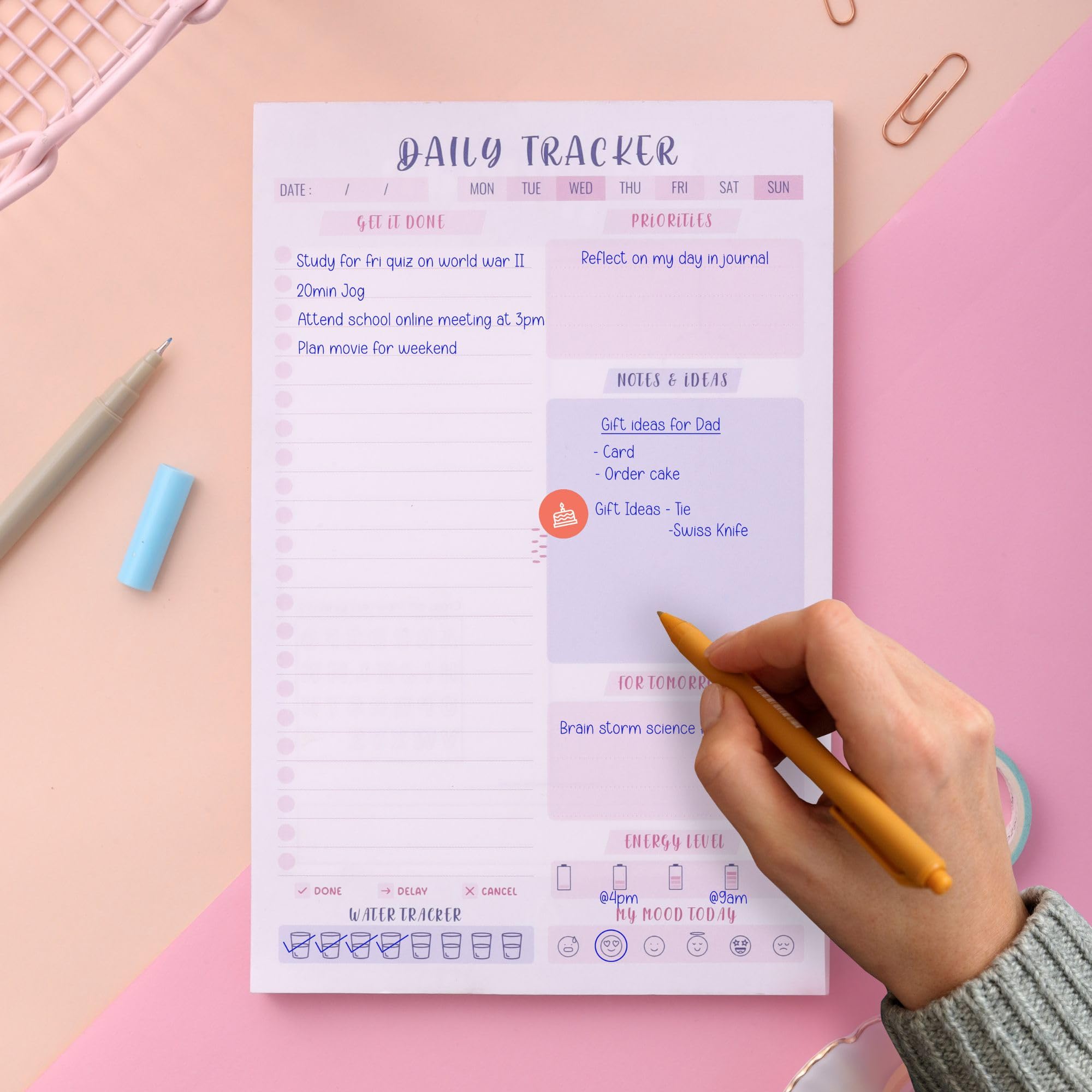 Doodle To Do List Notepad, Undated Daily Planner with 50 Tear-Off Planning Sheets, Appointments Tracker Pad for Your Tasks & Priorities, Organizing Memo Pad for Office, Home & School|A5 Size|90 GSM