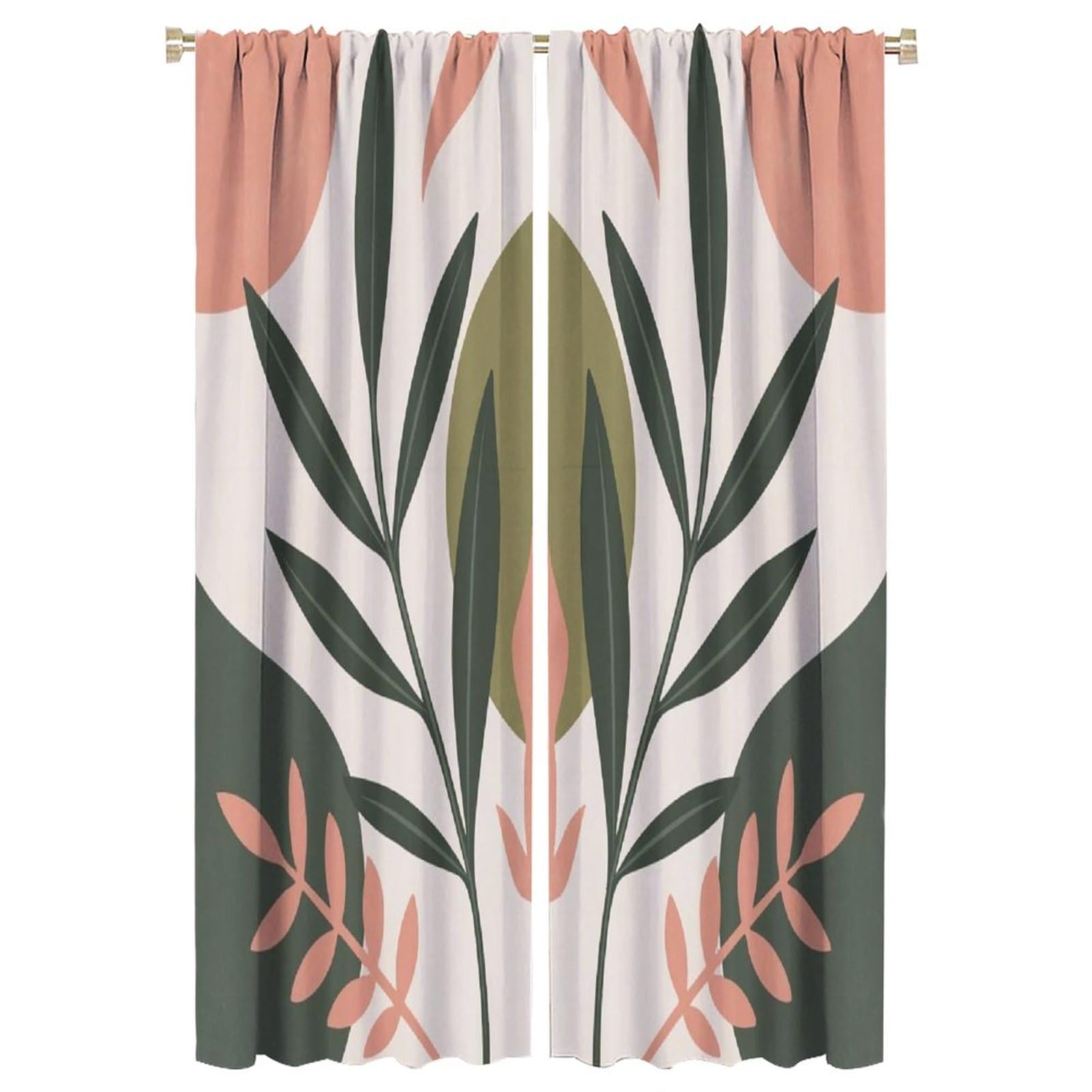 Mid Century Boho Curtains Aesthetic Abstract Modern Curtains Rod Pocket Bohemian Arch Leaves for Home Kitchen Livingroom Coffee Room Curtains Window Drapes 2 Panels 42x63in