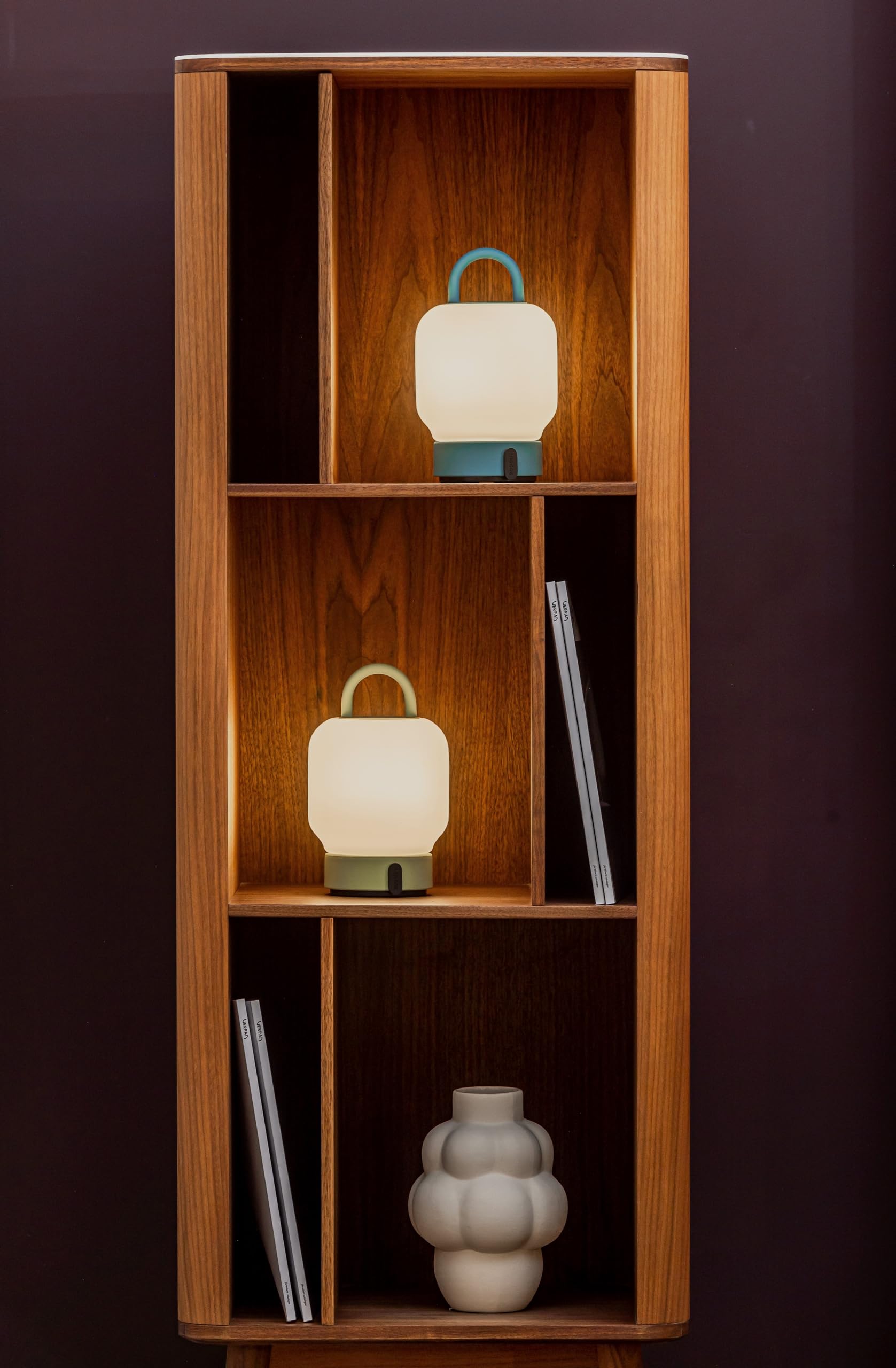 Kooduu - Loome Portable Table Lamp - Dimmable and Rechargeable via USB - Opal Glass, Teal Blue - Image 3