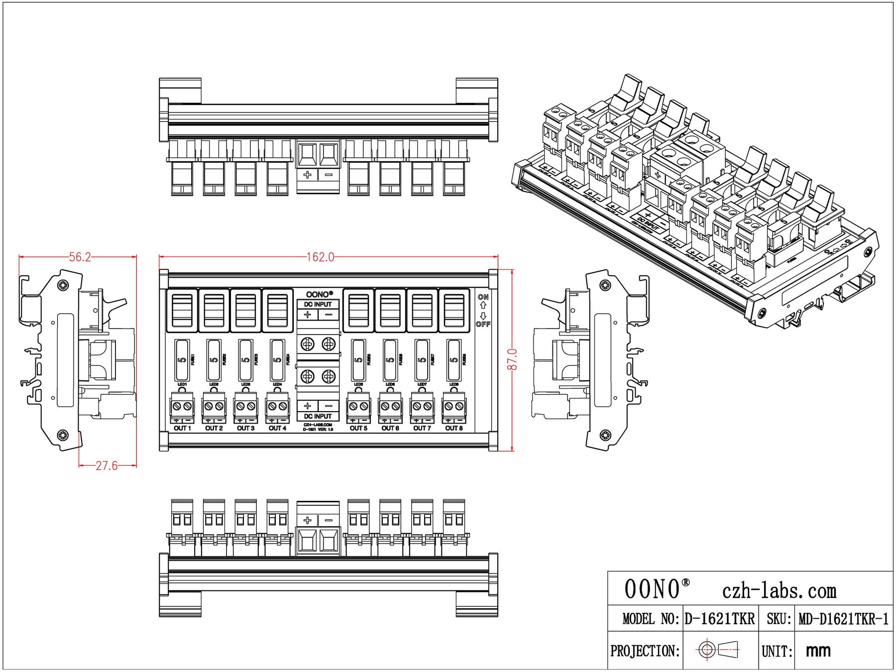 Snapklik.com : DC Power Distribution Module, Rocker Switch, Fused ...