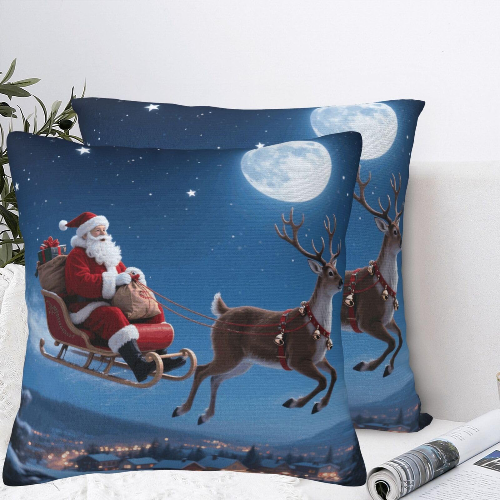 LMNGH Christmas Plush Throw Pillow Covers 22"X22",Soft Cozy Couch Cushion Covers Decorative Pillow Cases for Holiday Home Bedroom Sofa Decors