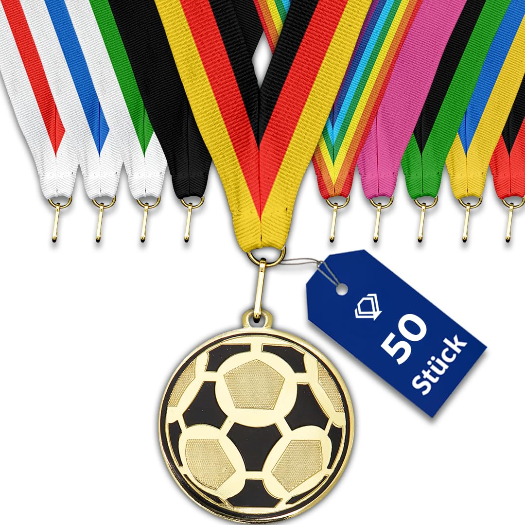 Fußball-Medaillen, Metall, Band nach Wahl | Personalisierter Orden mit optionaler Gravur/Wunschtext, für WM, Turniere, Vereine & Kindergeburtstag
