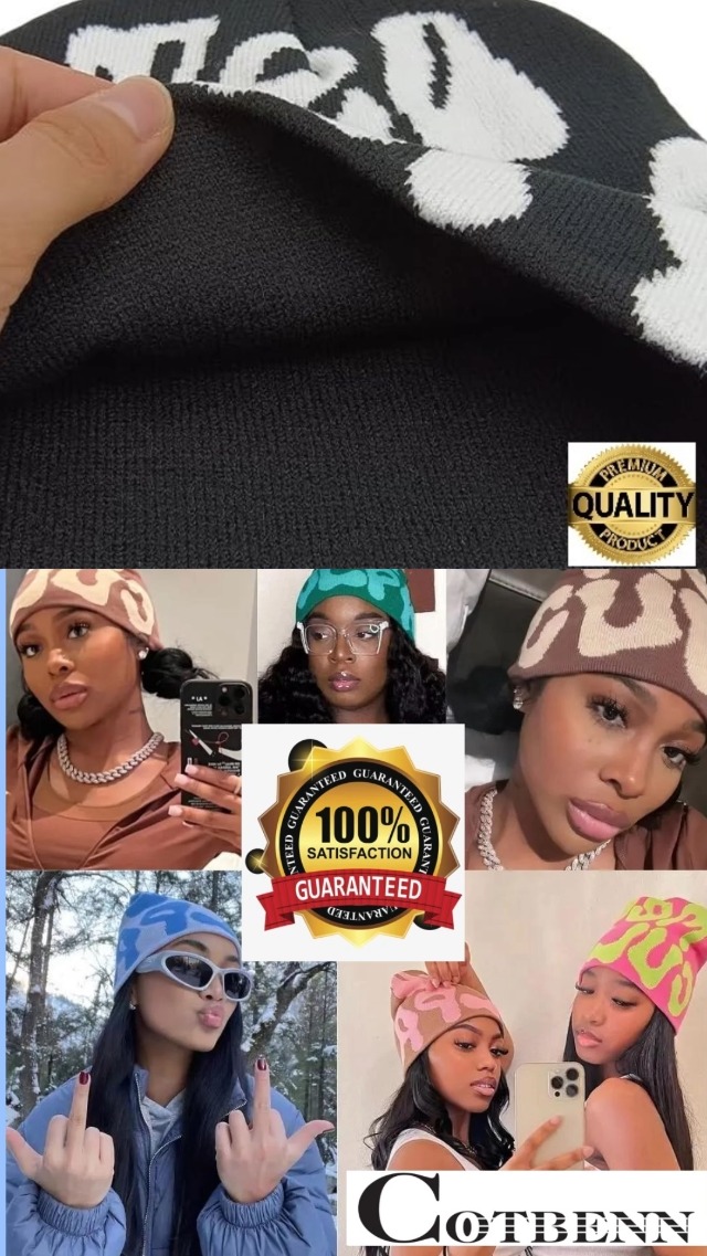 COTBENN Y2k MEA Culpa Graphic Beanies Hat Wool Acrylic Knit