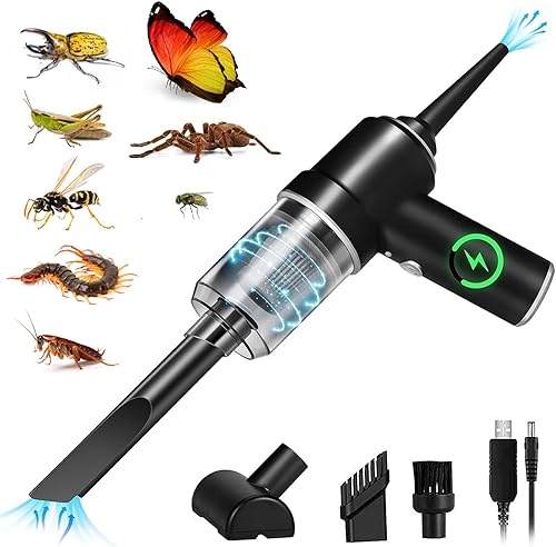Aspirador y soplador de mano 5 en 1, inalámbrico, recargable, atrapador de insectos para insectos y arañas, aspiradora portátil, aspirador de