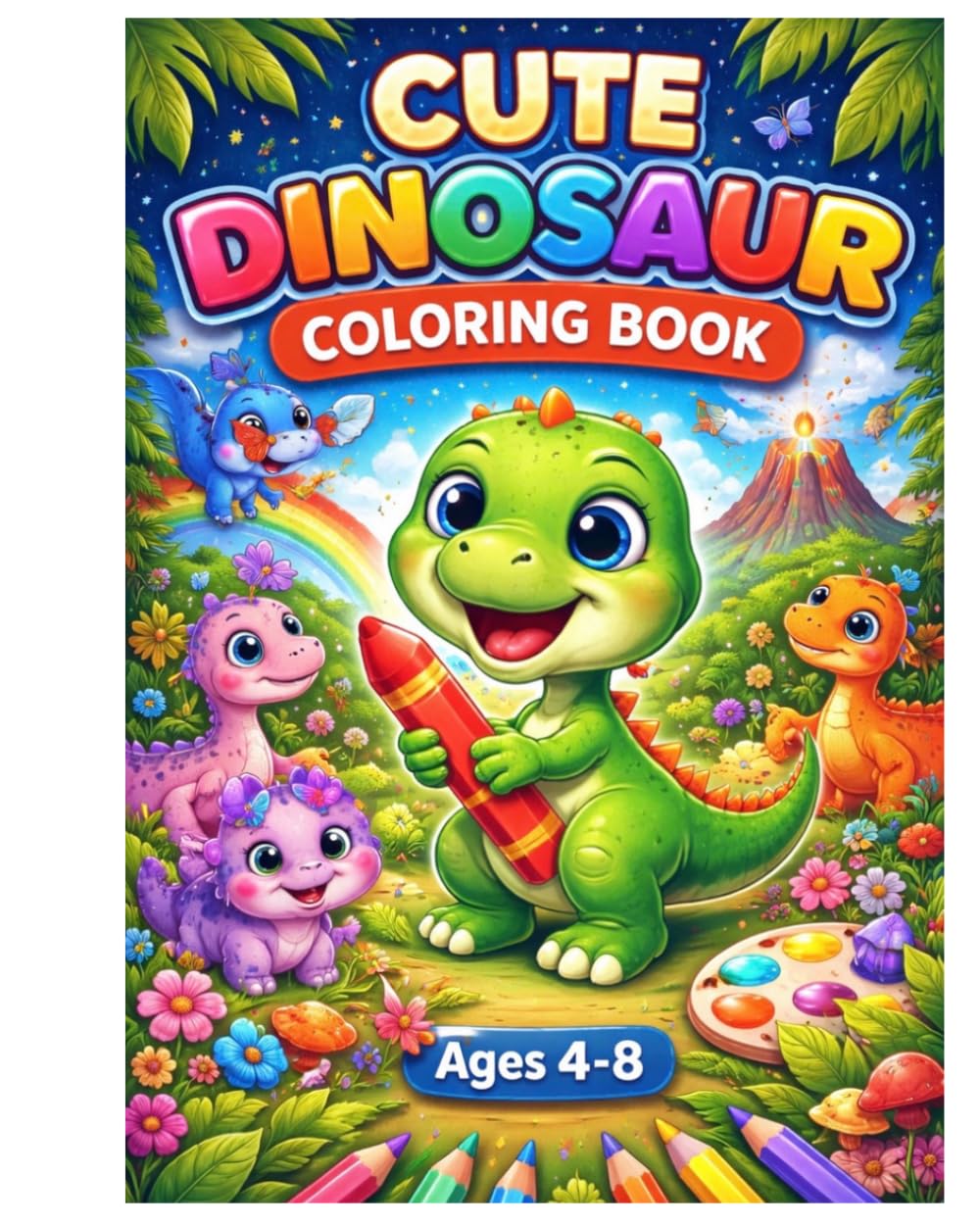 CUTE DINOSAUR COLORING BOOK Ages 4-8