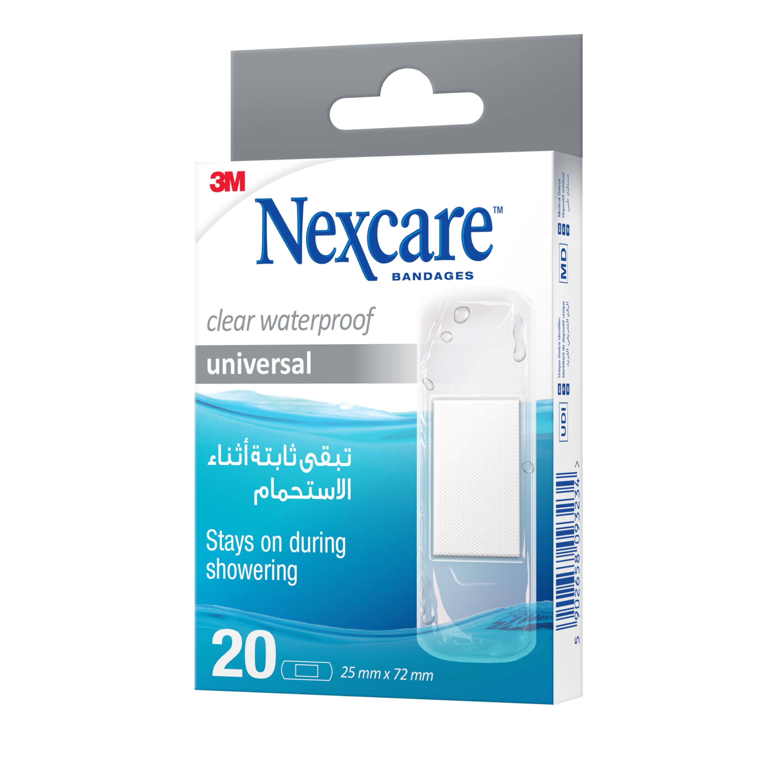 Nexcare Clear Waterproof Bandages CWP-20 by 3M Pack of 20, Thin Transparent Waterproof Plasters in One Everyday Size, Discreet Breathable Dressings that Blend with Skin and Stay Dry in the Shower