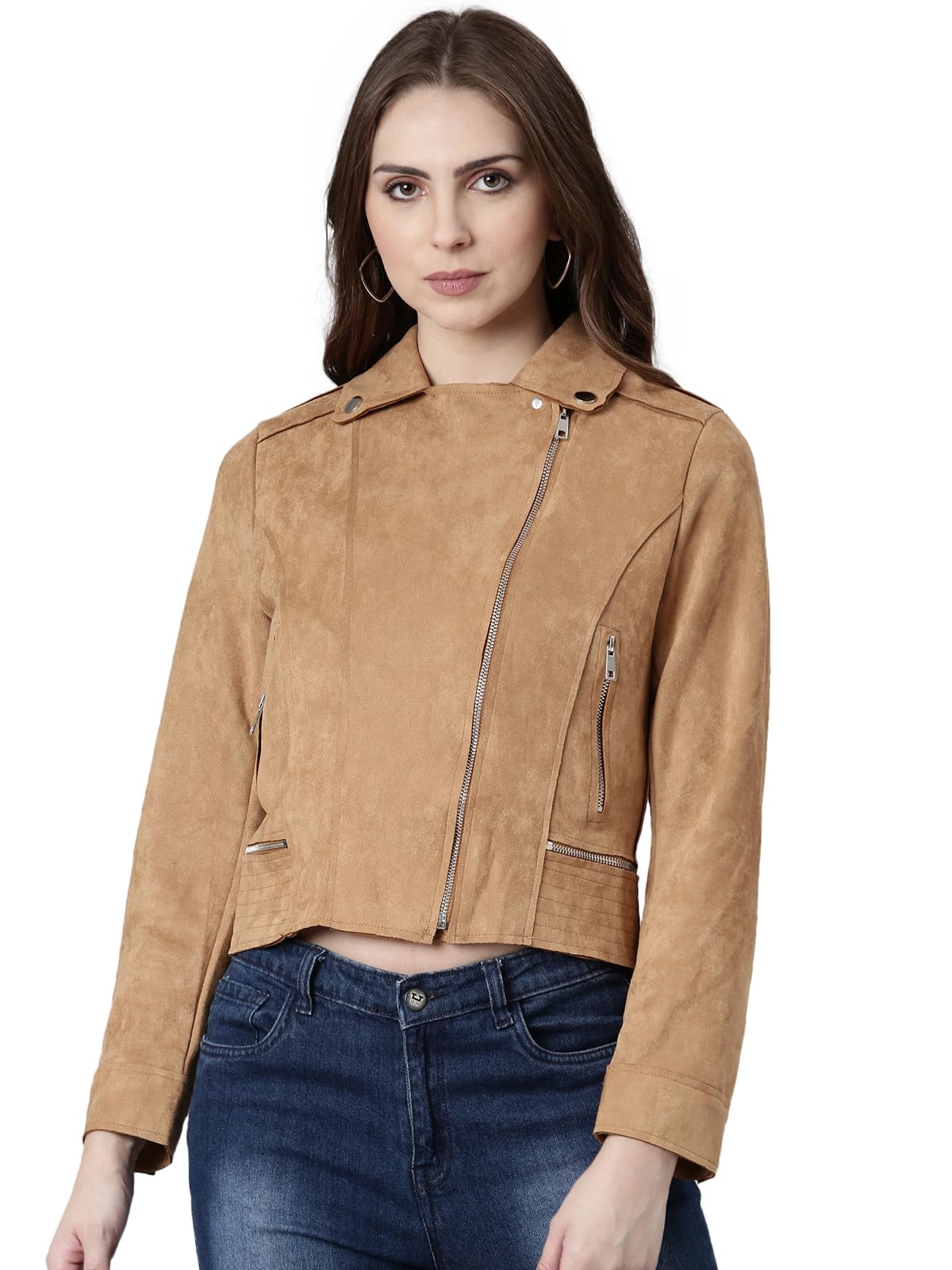 showoffff Women Solid Tailored Jacket | Lapel Collar Full Sleeves Suede Jacket for Womens | Regular Fit Regular Length Jacket for Women's-picture-36