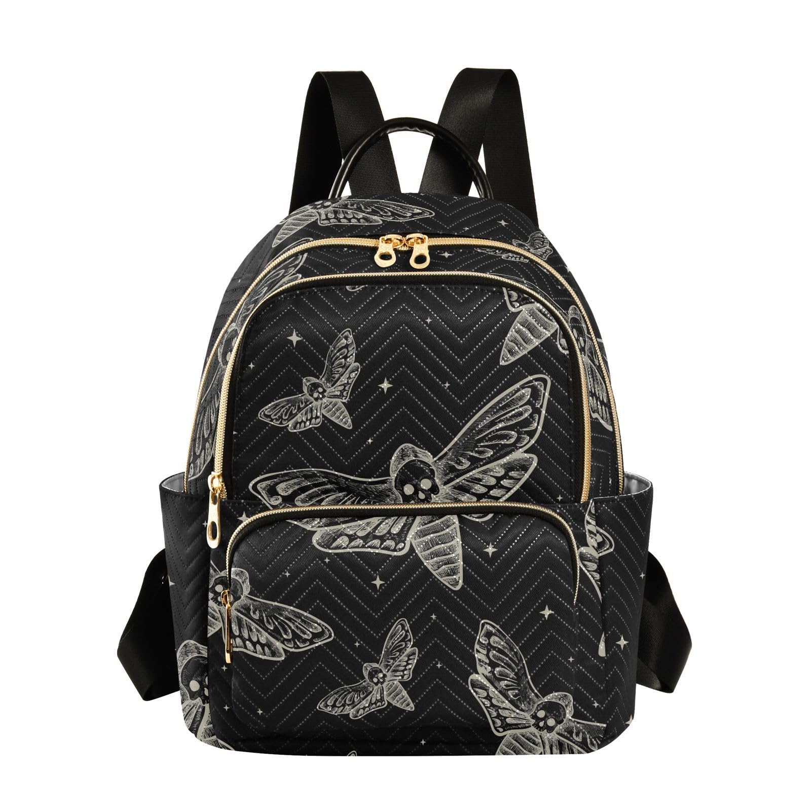 Gothic Skull Butterfly Moth Mini Backpack Fashion Purse for Women,M