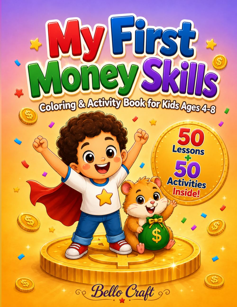 My First Money Skills Coloring & Activity Book for Kids Ages 4-8: 50 Fun Lessons + 50 Activities to Learn about Earning, Saving, Spending Wisely & Giving — With Bello Buddy & Penny the Hamster