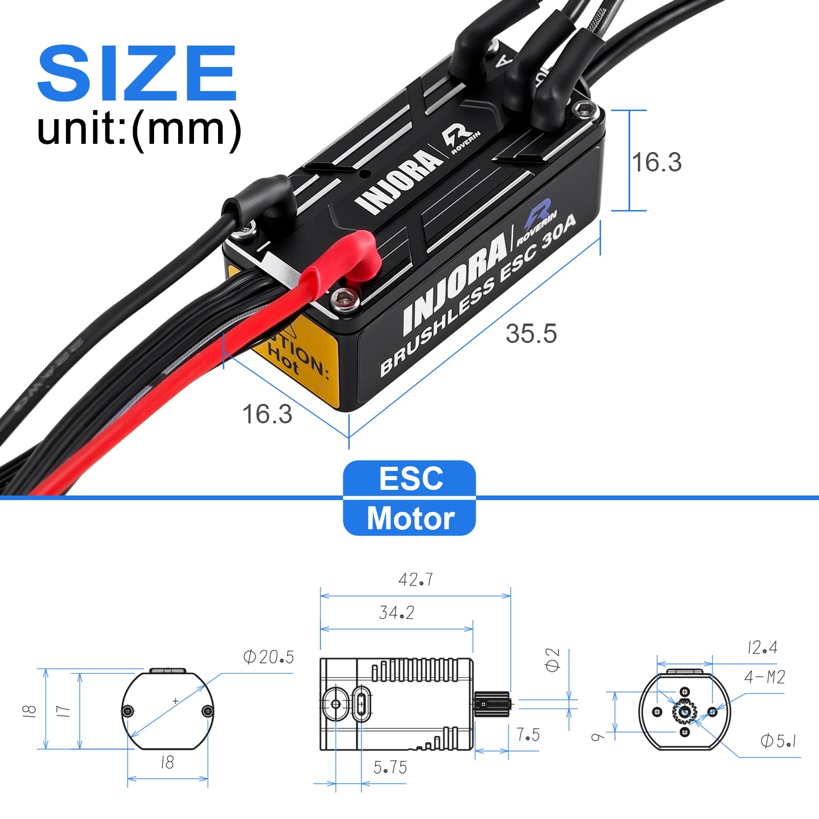 Amazon.com: INJORA Roverin M30 G2 FOC Sensored Brushless ESC