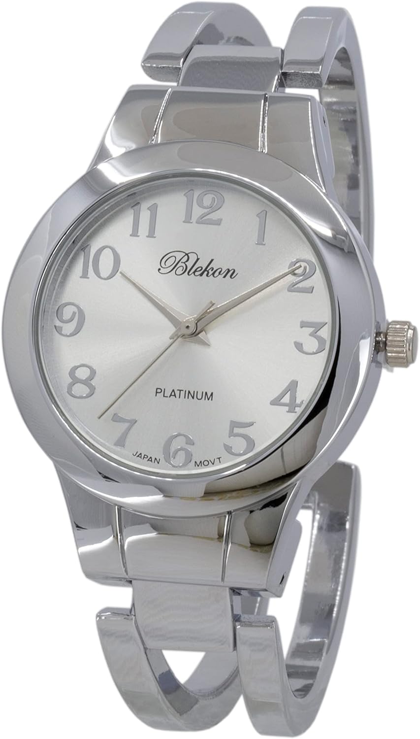 Stylish Metal Bangle Cuff Watch for Women – Elegant...