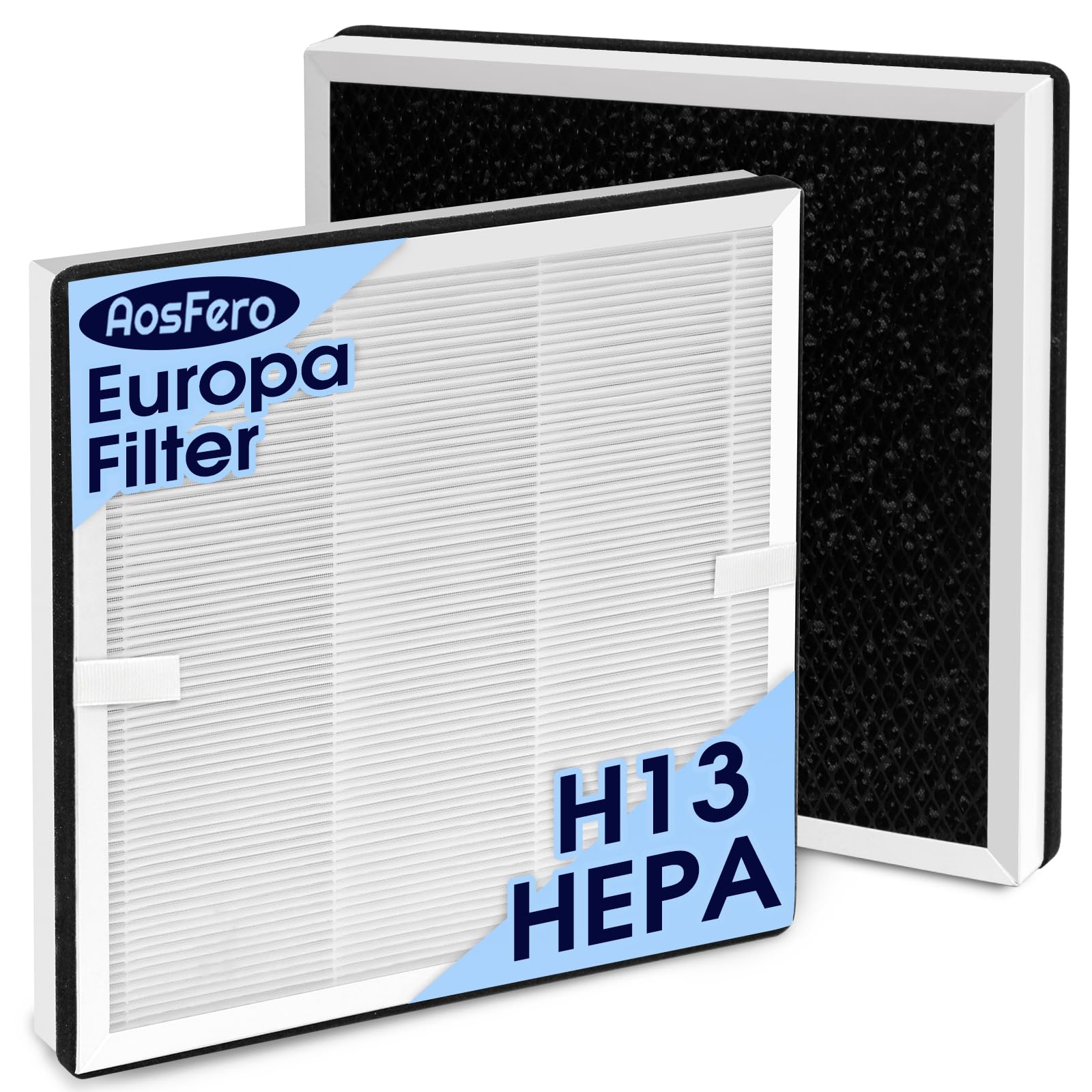 Filtro de aire AosFero Europa compatible con purificadores de aire Afloia Europa, filtro de repuesto 3 en 1 True H13, carbón activado para cabello, caspa, olores, polvo, humo y polen (paquete de 2)