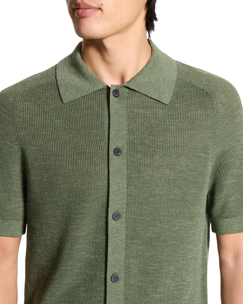 Theory Men's Relaxed Short Sleeve Button Down in Pacific Linen - Image 3