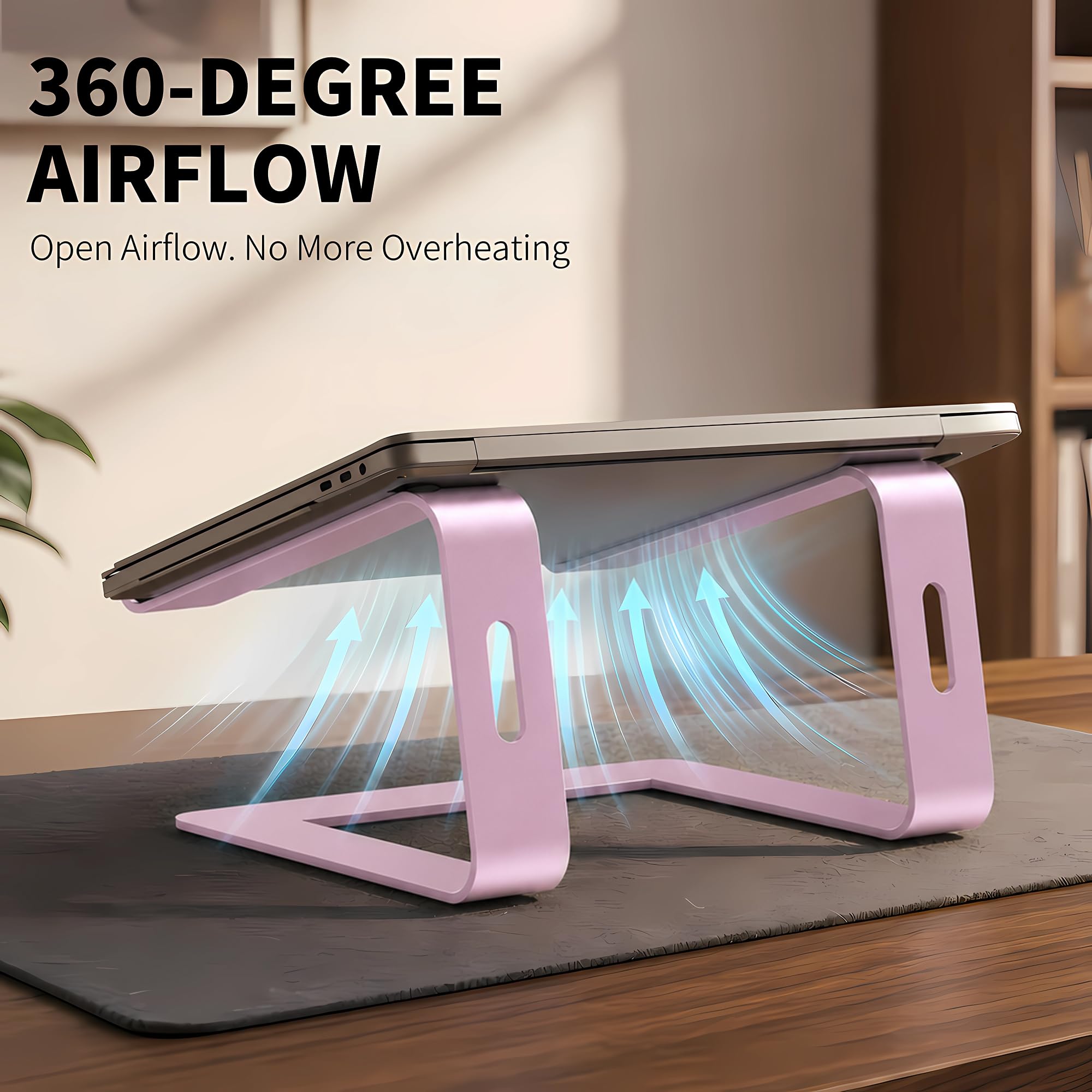Orionstar Przenośny aluminiowy stojak na laptopa kompatybilny z Apple Mac MacBook Air Pro 10 do 15,6 cala, zdejmowany ergonomiczny uchwyt na windę, srebrny (różowy)
