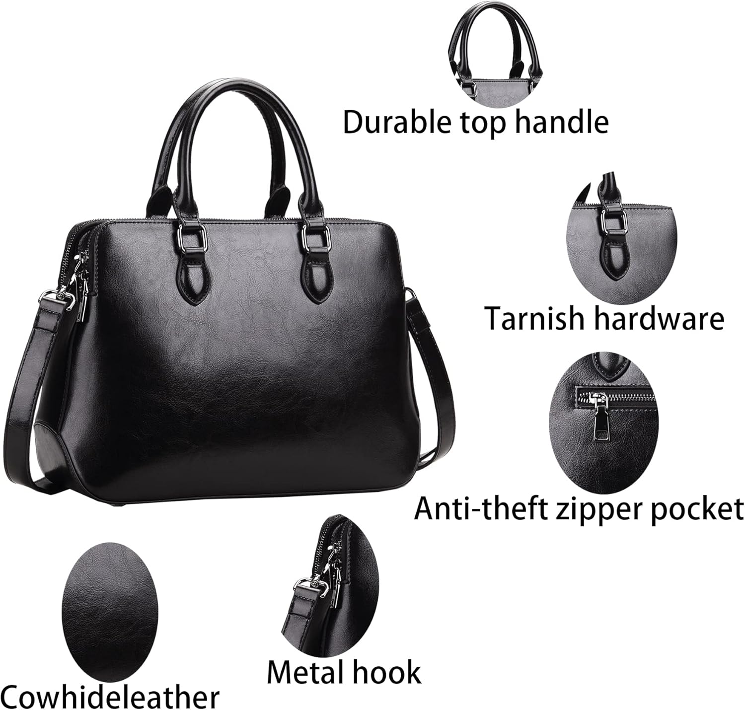 HESHE Genuine Leather Purses and Handbags for Women Tote Bags Shoulder Purses Crossbody Bag Top Handle Handbags - Image 6